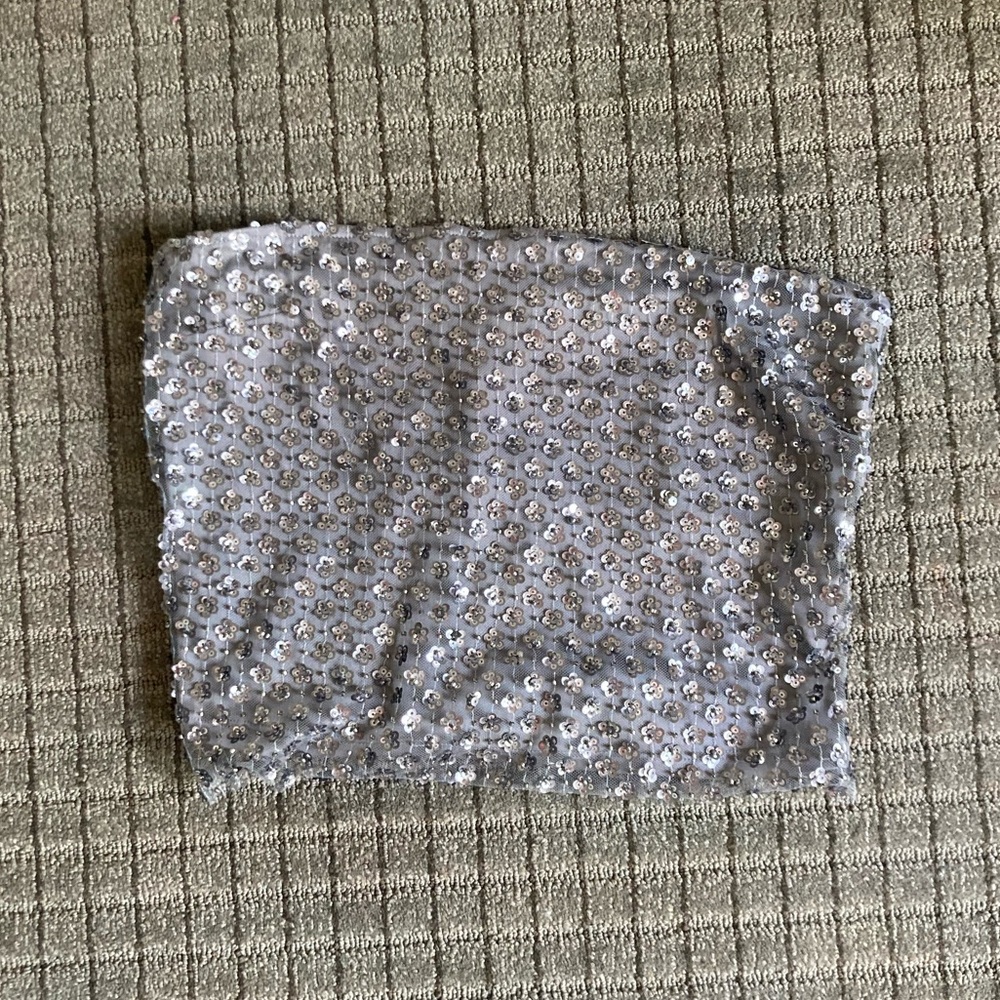 Silver Sequin Tube Top